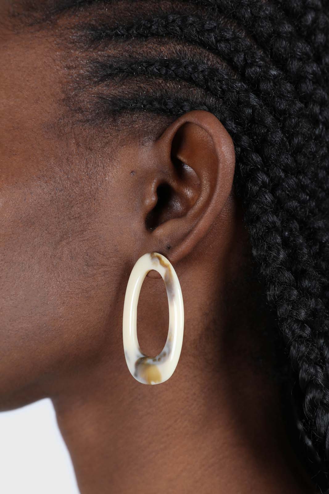Large ivory irregular circle earrings