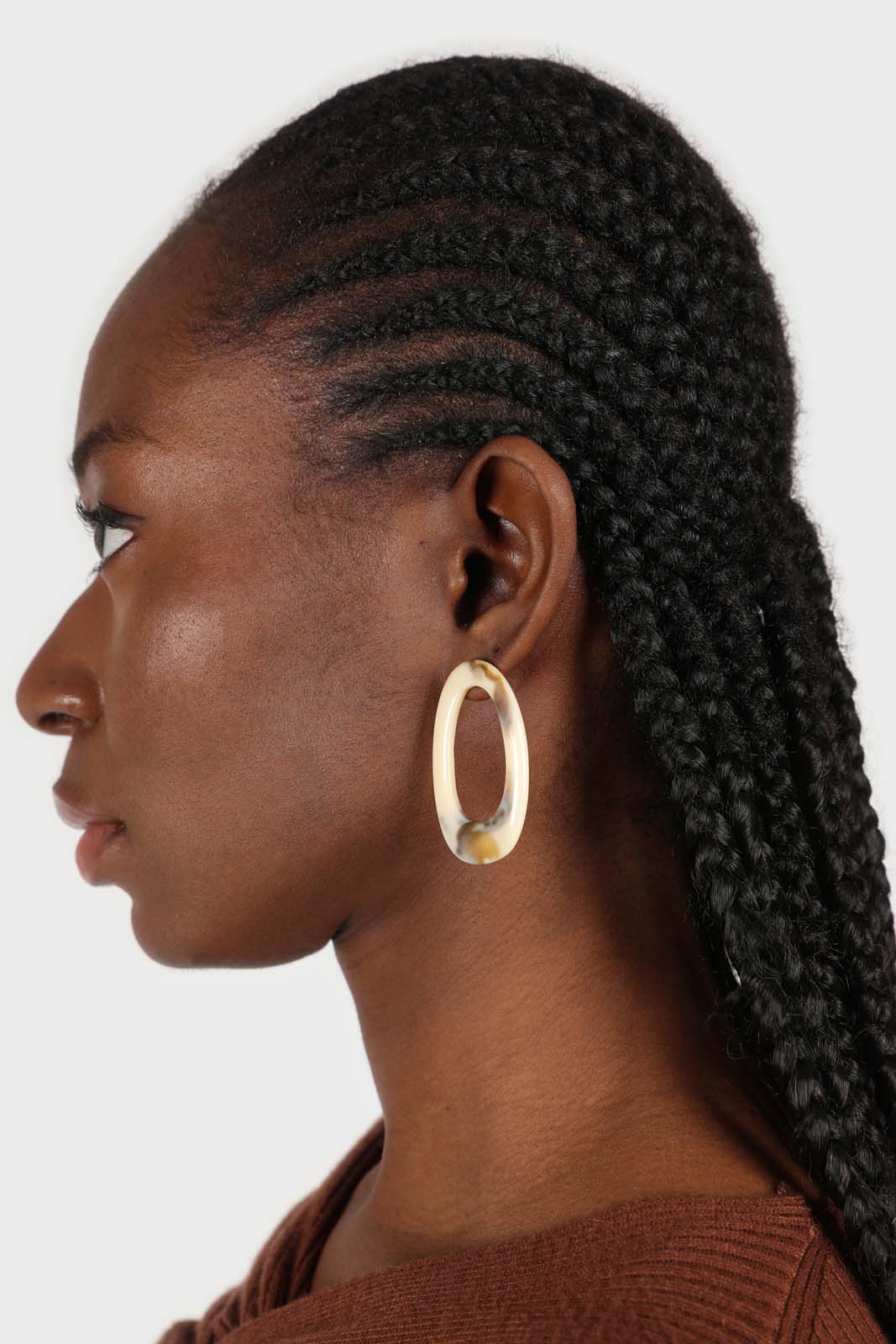 Large ivory irregular circle earrings