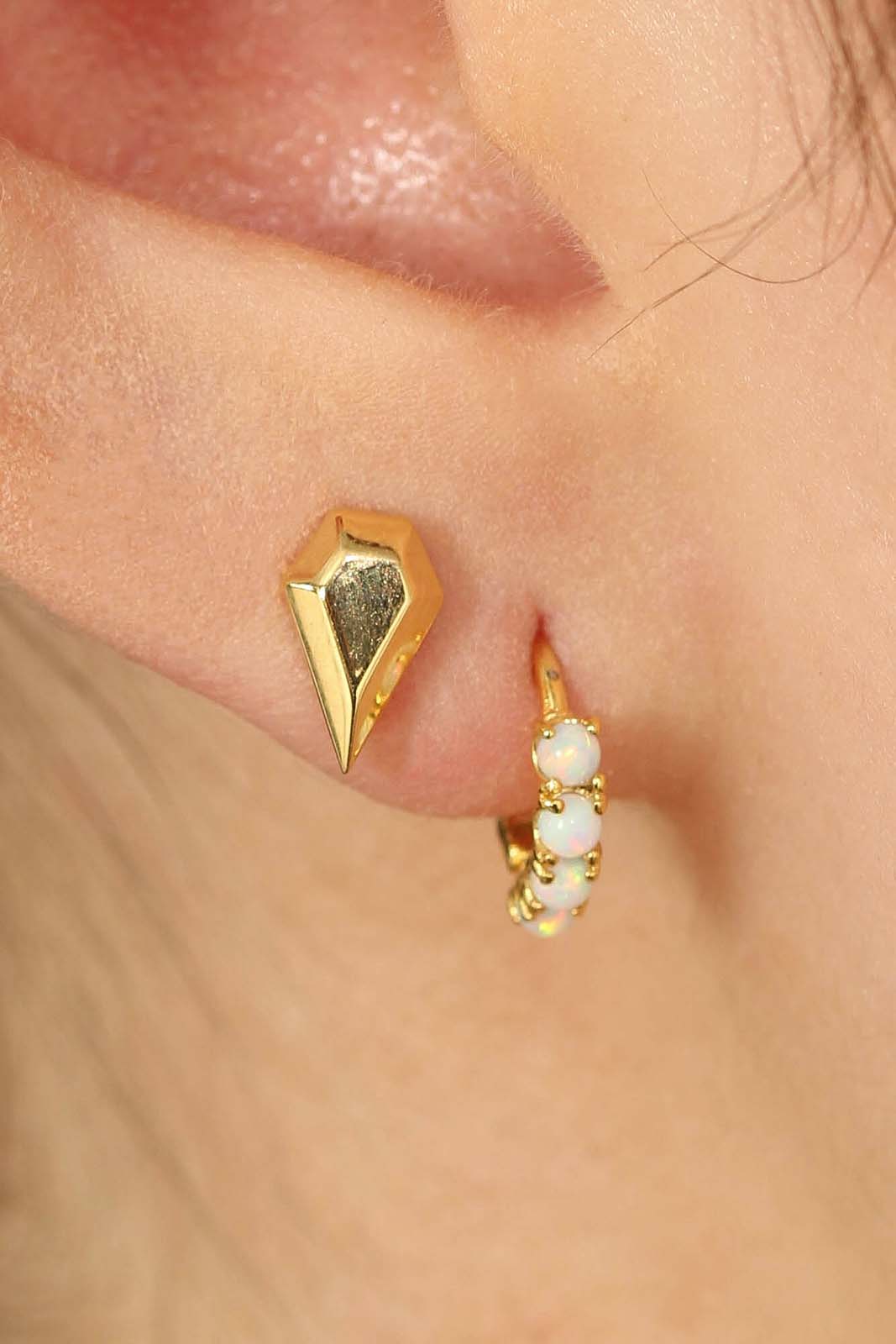 Gold tiny diamond stud earrings