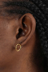 Gold hollow circle stud earrings