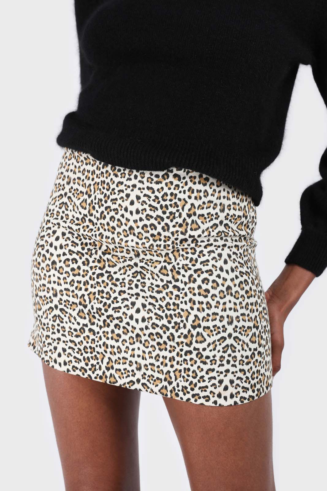 Ivory animal print mini skirt