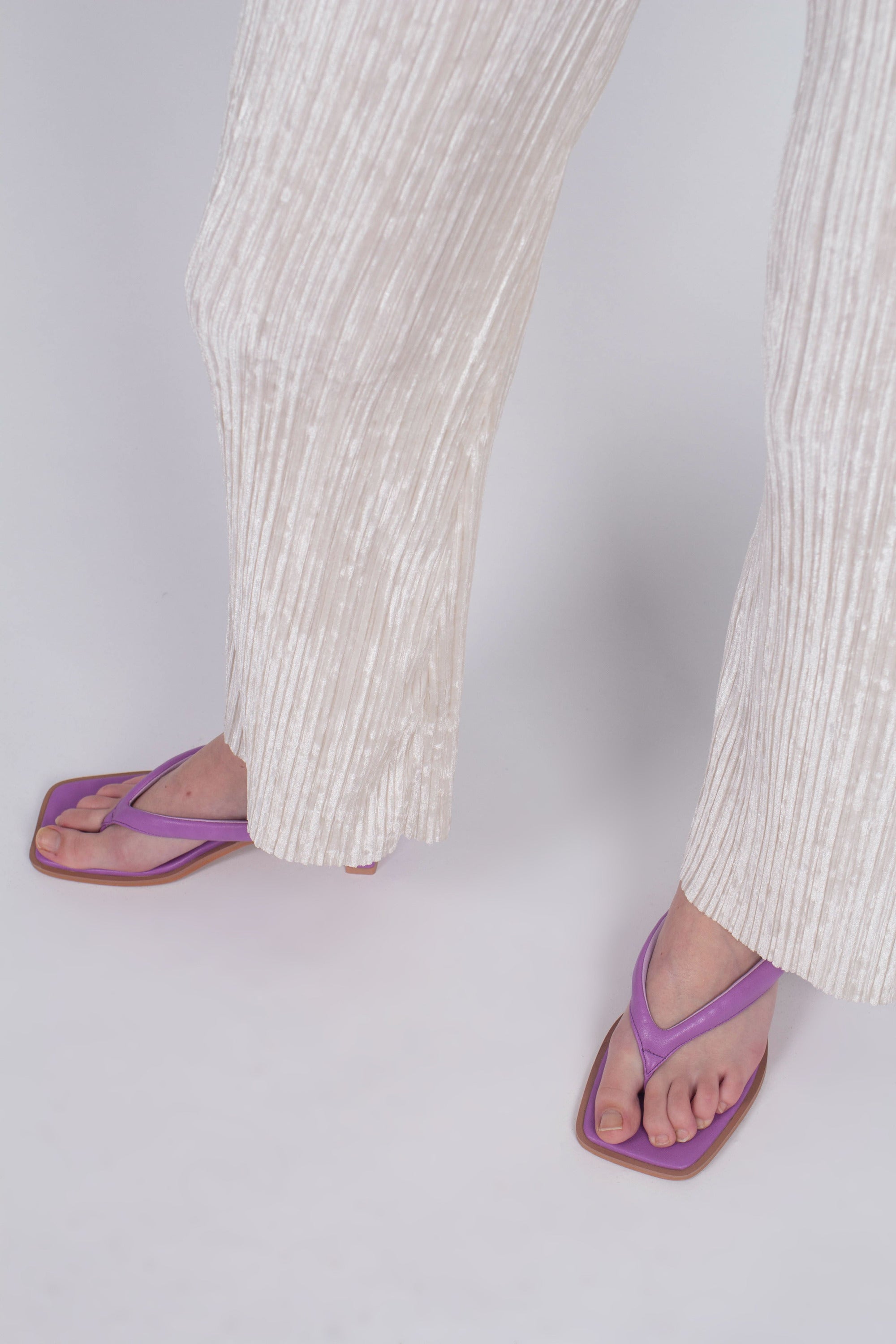 Ivory brushed velvet flare trousers
