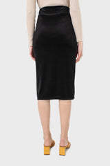 Black ribbed velvet pencil skirt