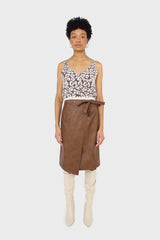 Ivory and brown leopard angora tank