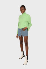 Bright green shaped thick rib turtleneck jumper