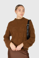Brown large cable angora jumper