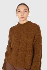 Brown large cable angora jumper