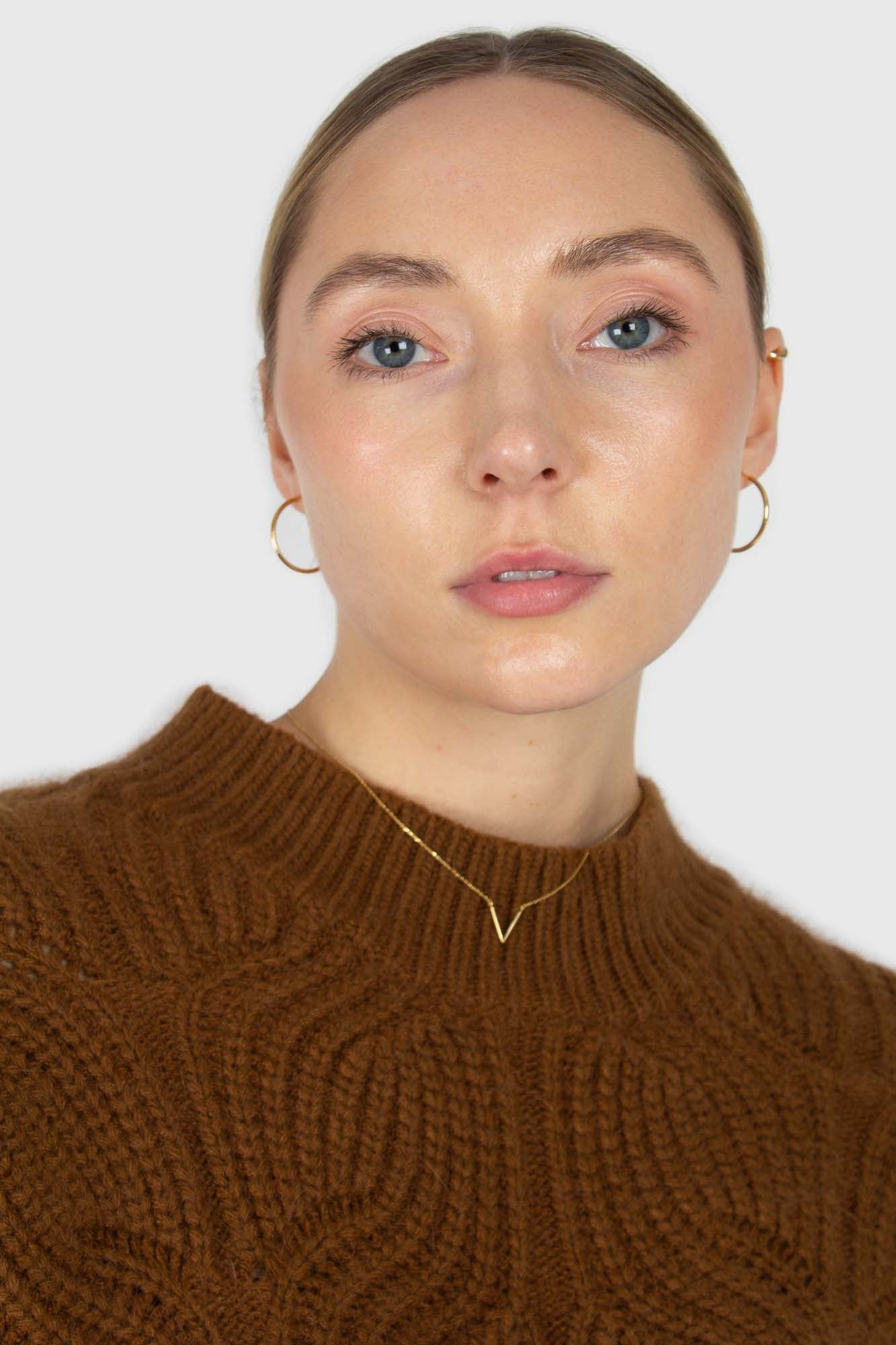 Brown large cable angora jumper