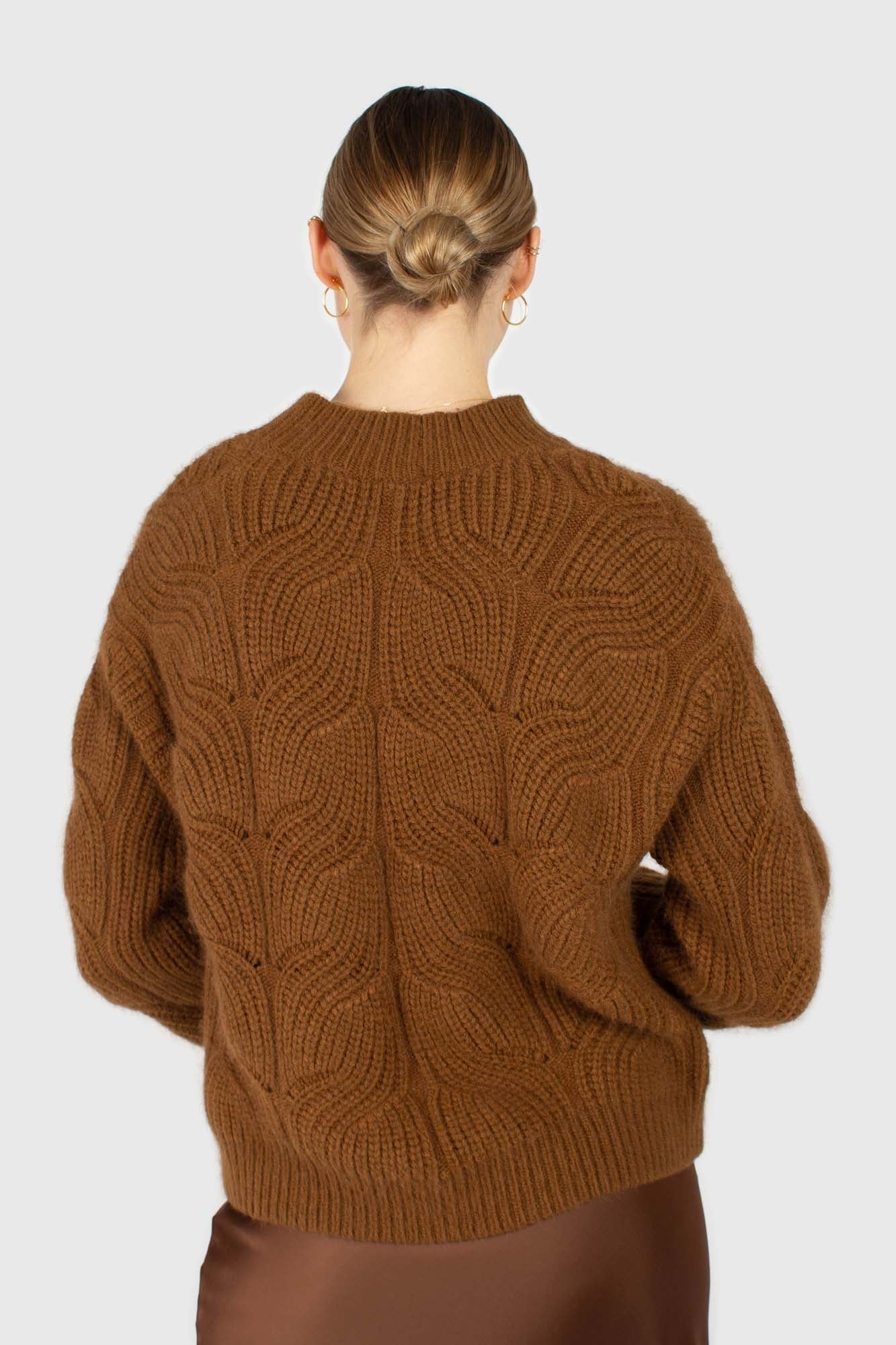 Brown large cable angora jumper