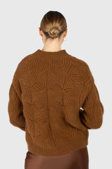 Brown large cable angora jumper