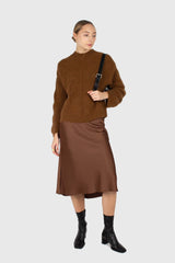 Brown large cable angora jumper