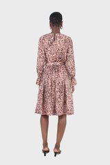 Pink and leopard belted midi dress
