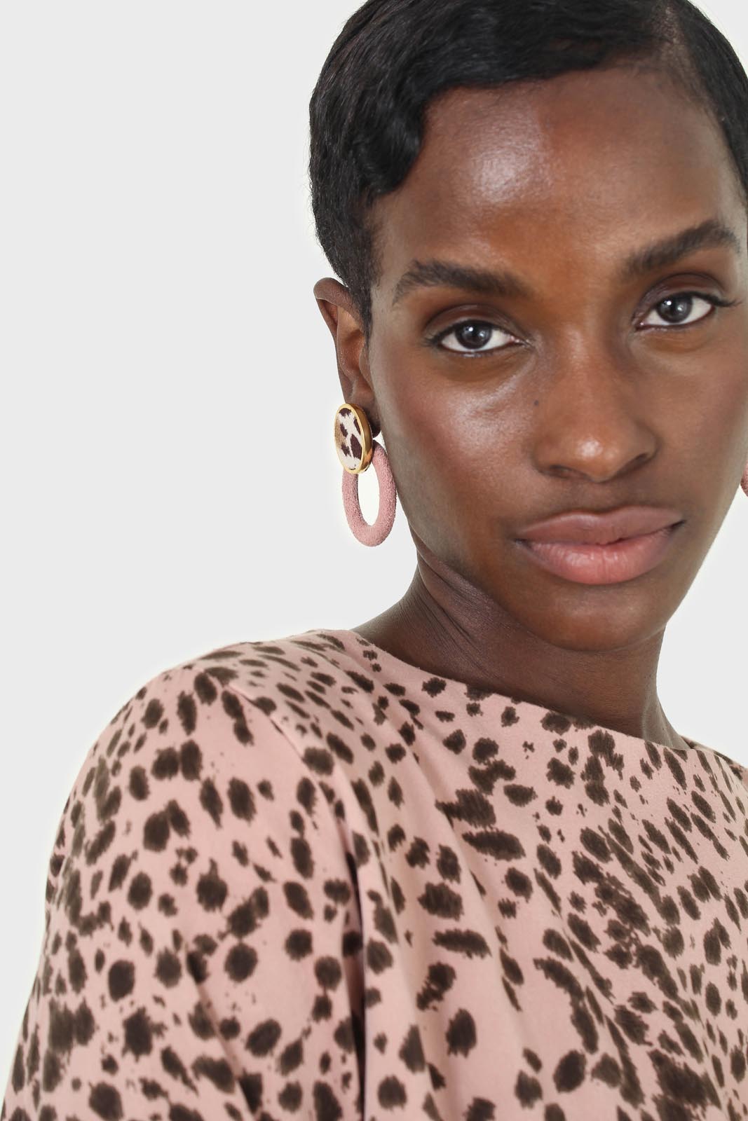 Pink and leopard belted midi dress