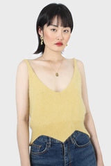 Yellow angora zig zag crop tank
