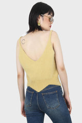 Yellow angora zig zag crop tank