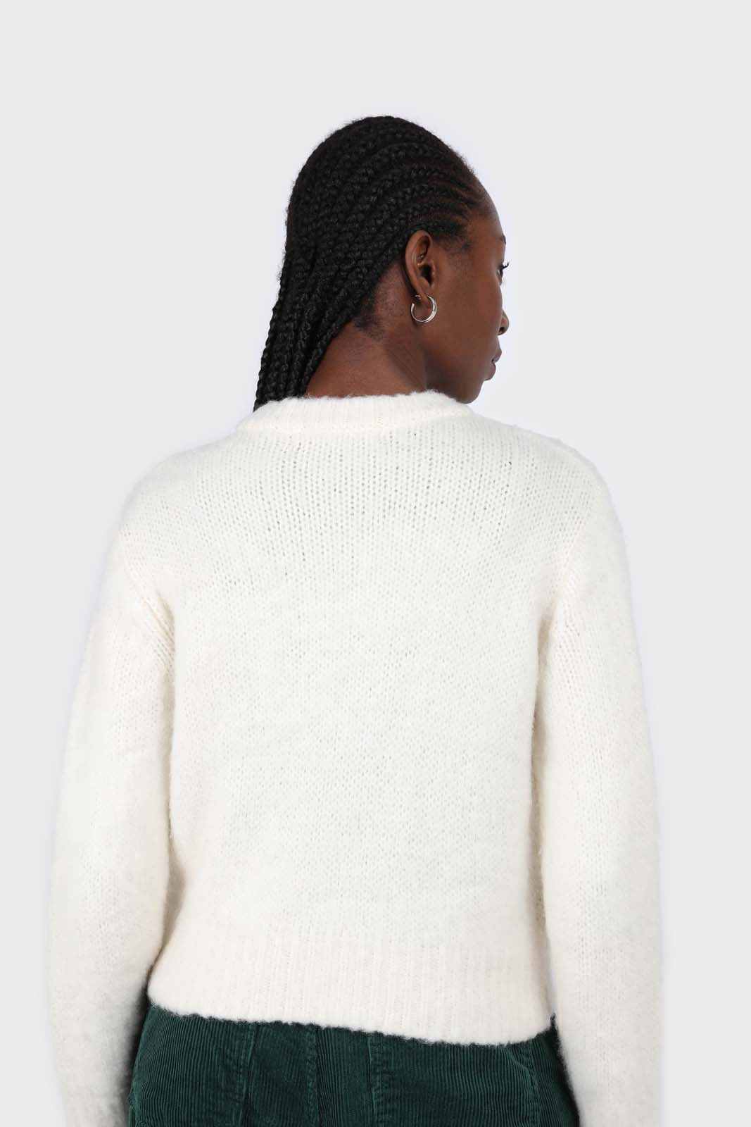 Ivory brush textured crew neck jumper