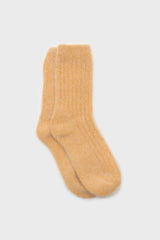 Mustard large ribbed angora socks