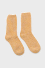 Mustard large ribbed angora socks