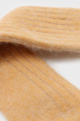 Mustard large ribbed angora socks