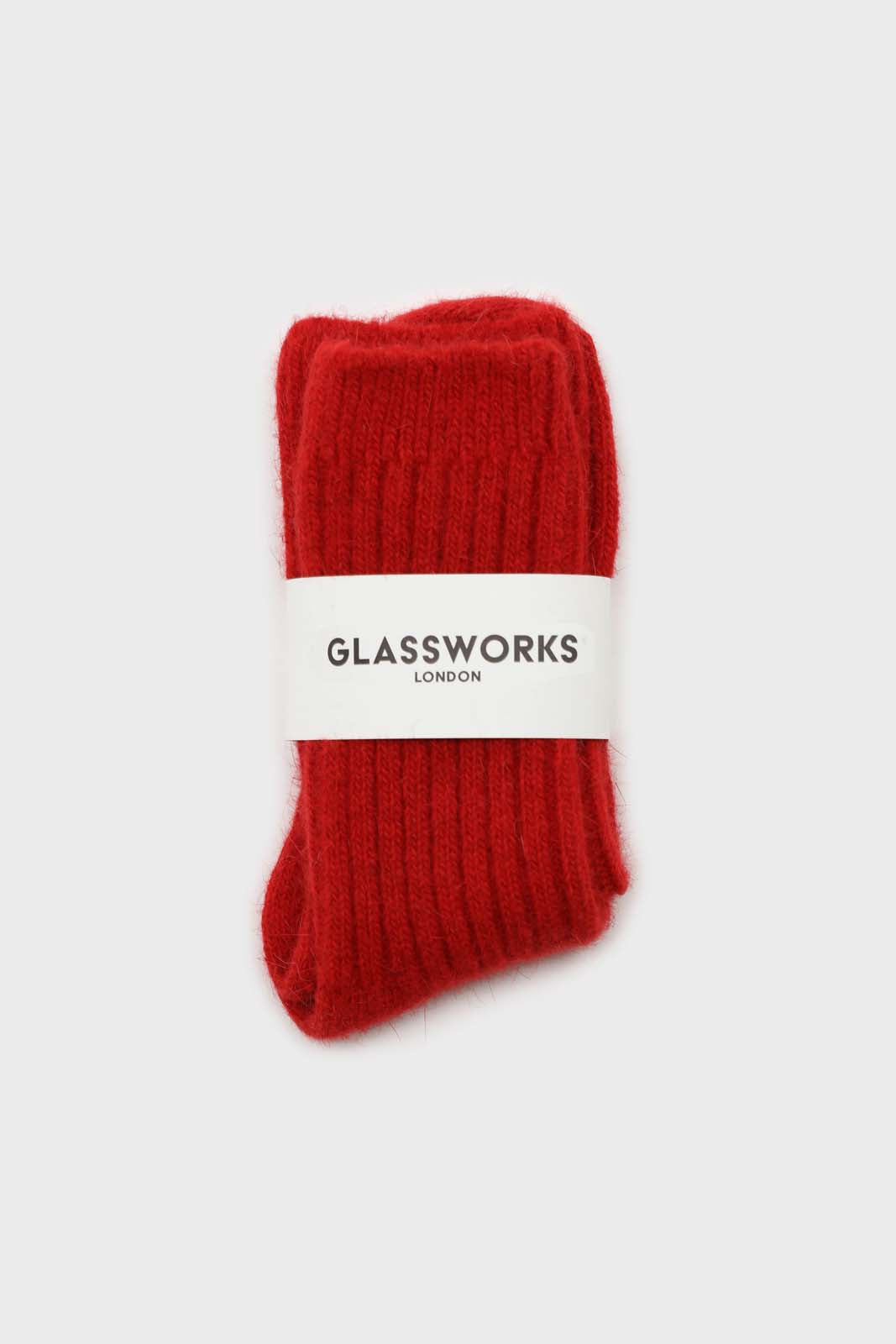 Red large ribbed angora socks