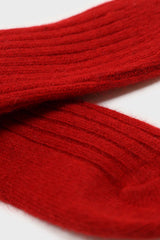 Red large ribbed angora socks