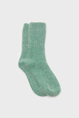Green large ribbed angora socks