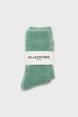 Green large ribbed angora socks