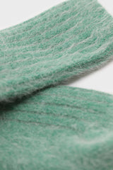 Green large ribbed angora socks