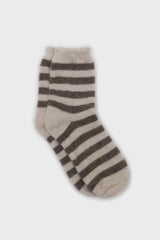 Oatmeal and brown striped angora socks