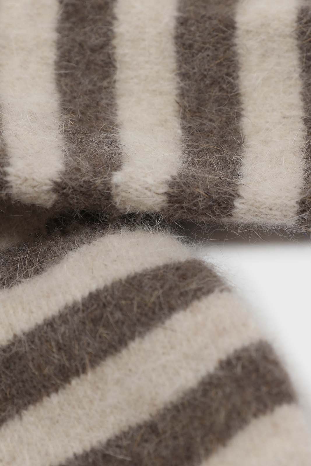 Oatmeal and brown striped angora socks