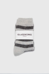 Ivory and grey striped angora socks
