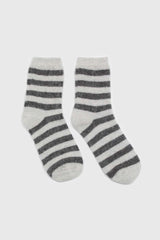 Ivory and grey striped angora socks