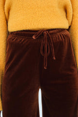 Brown velvet drawstring trousers