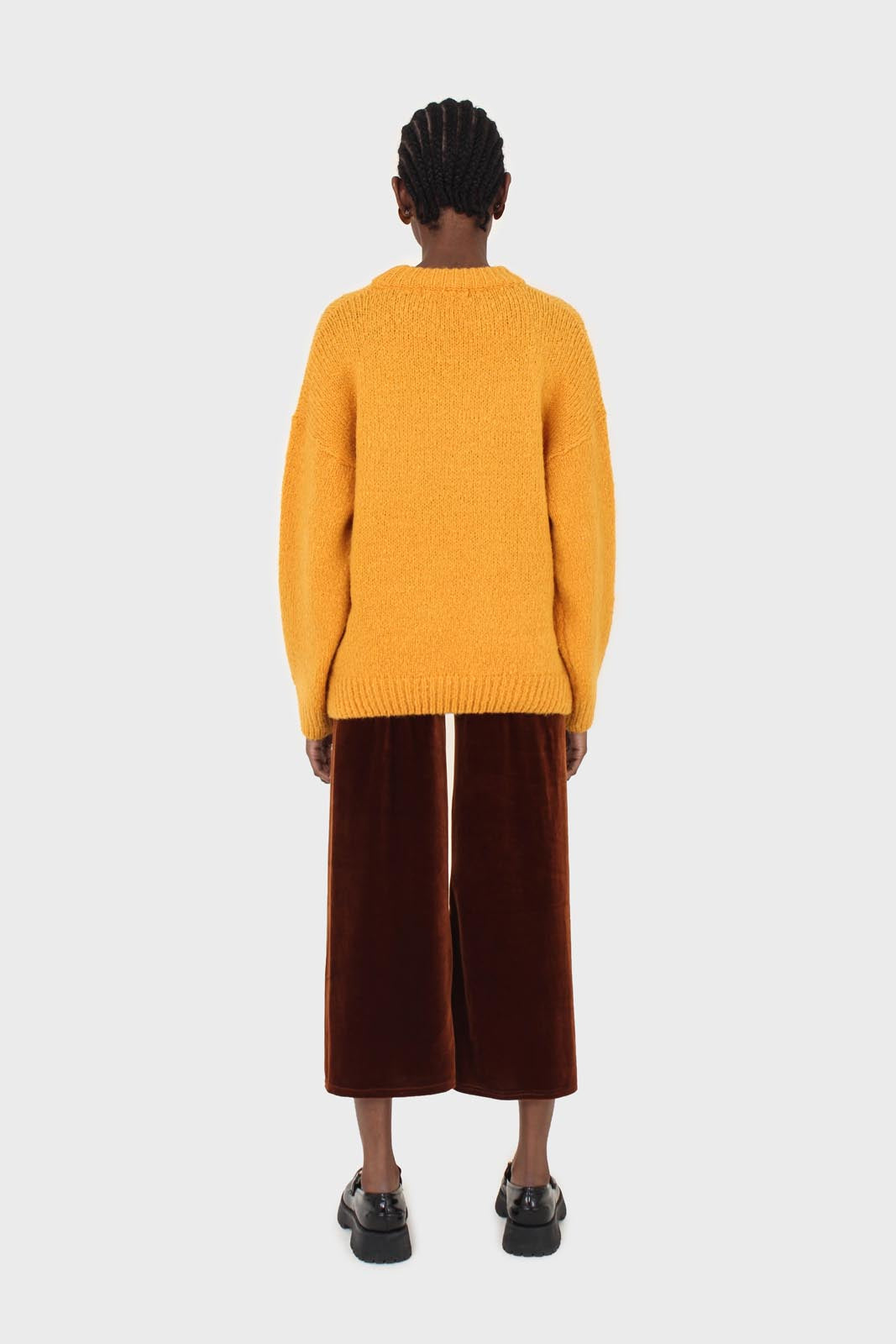 Brown velvet drawstring trousers