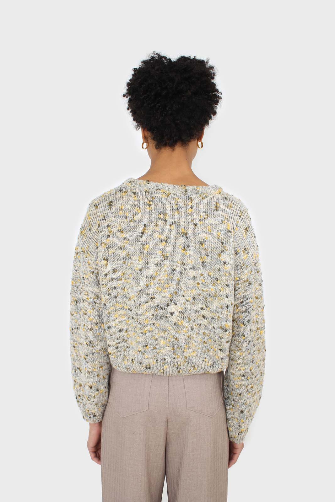 Grey and khaki rainbow crew neck jumper