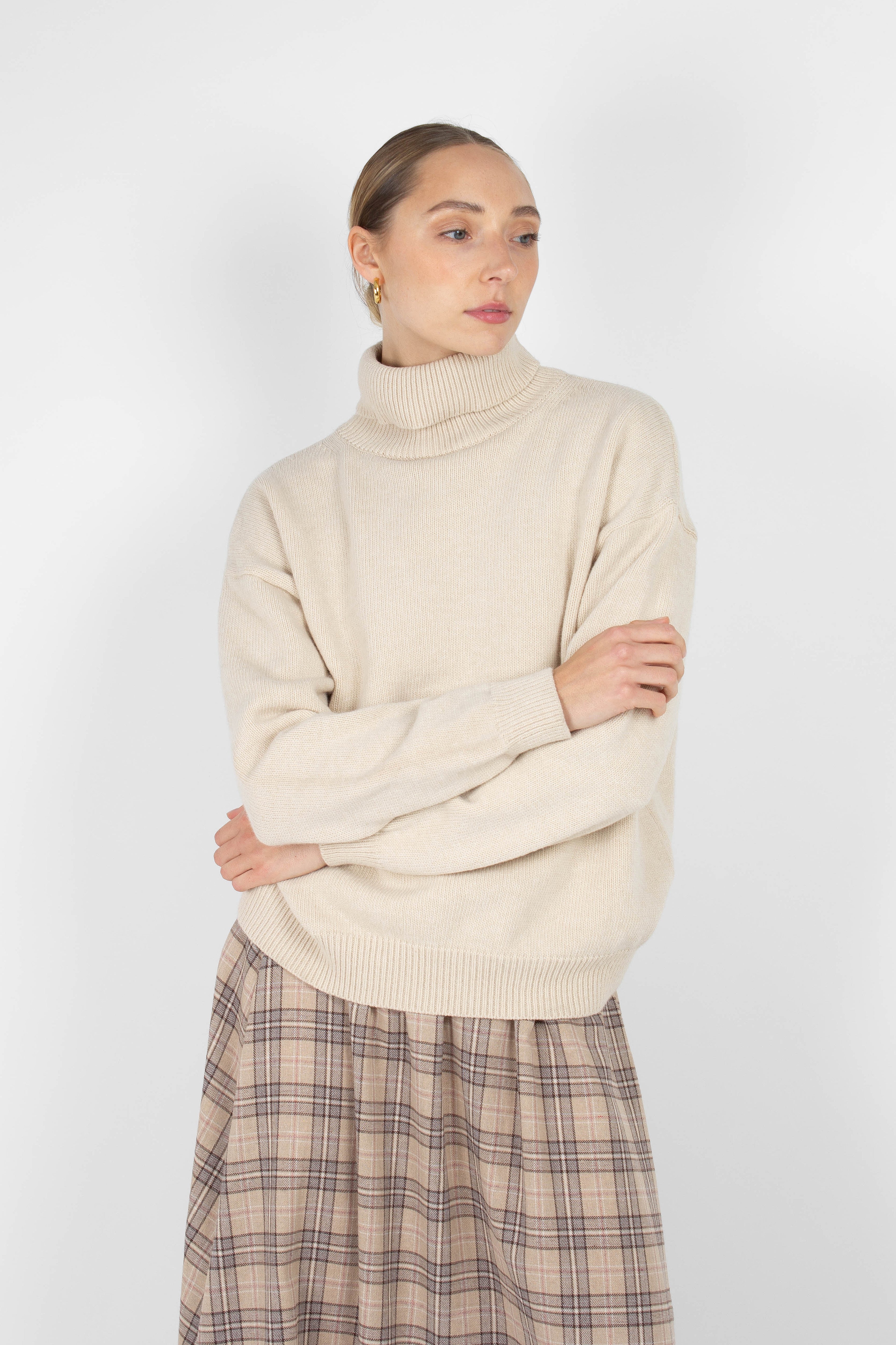 Ivory oversized wool turtleneck jumper