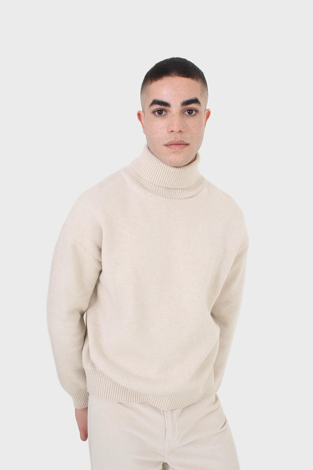 Ivory oversized wool turtleneck jumper