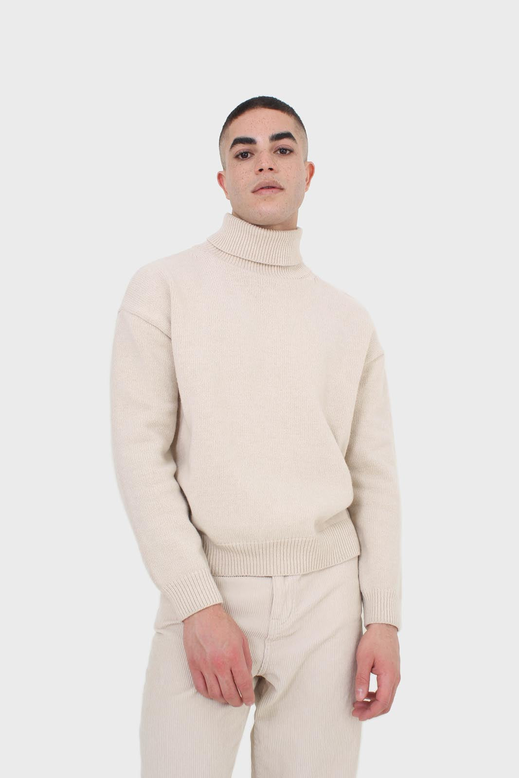 Ivory oversized wool turtleneck jumper
