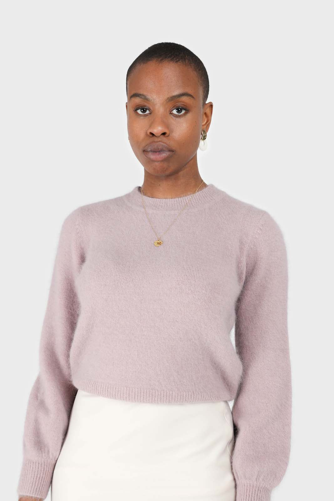 Cocoa balloon sleeve angora jumper