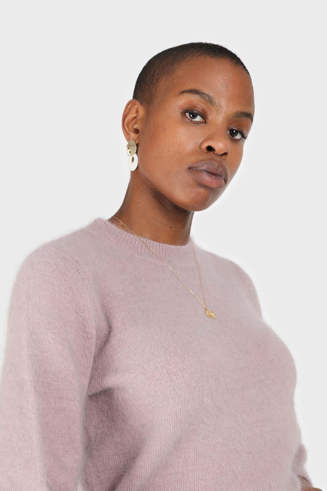 Cocoa balloon sleeve angora jumper