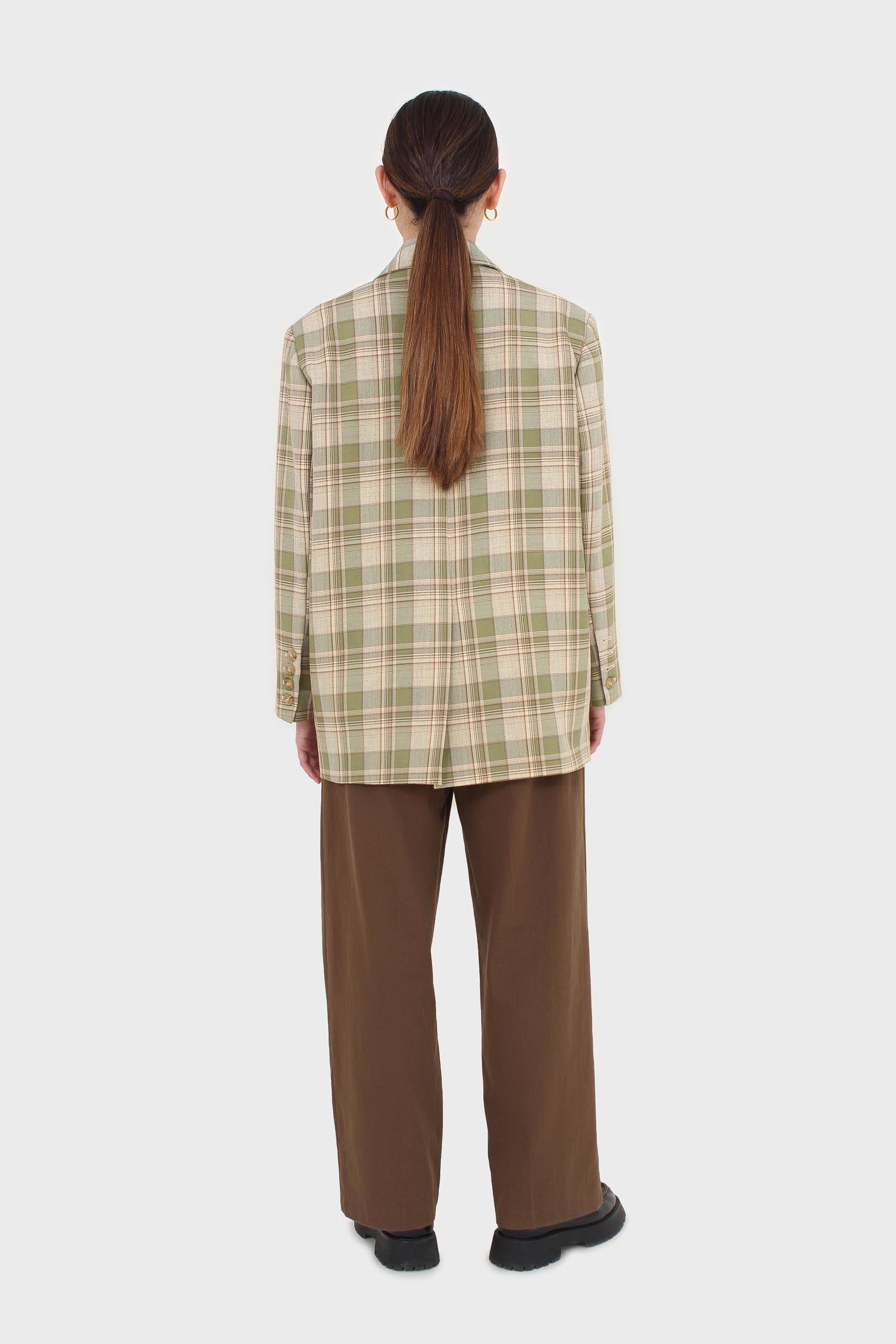 Brown two button waist wide leg trousers