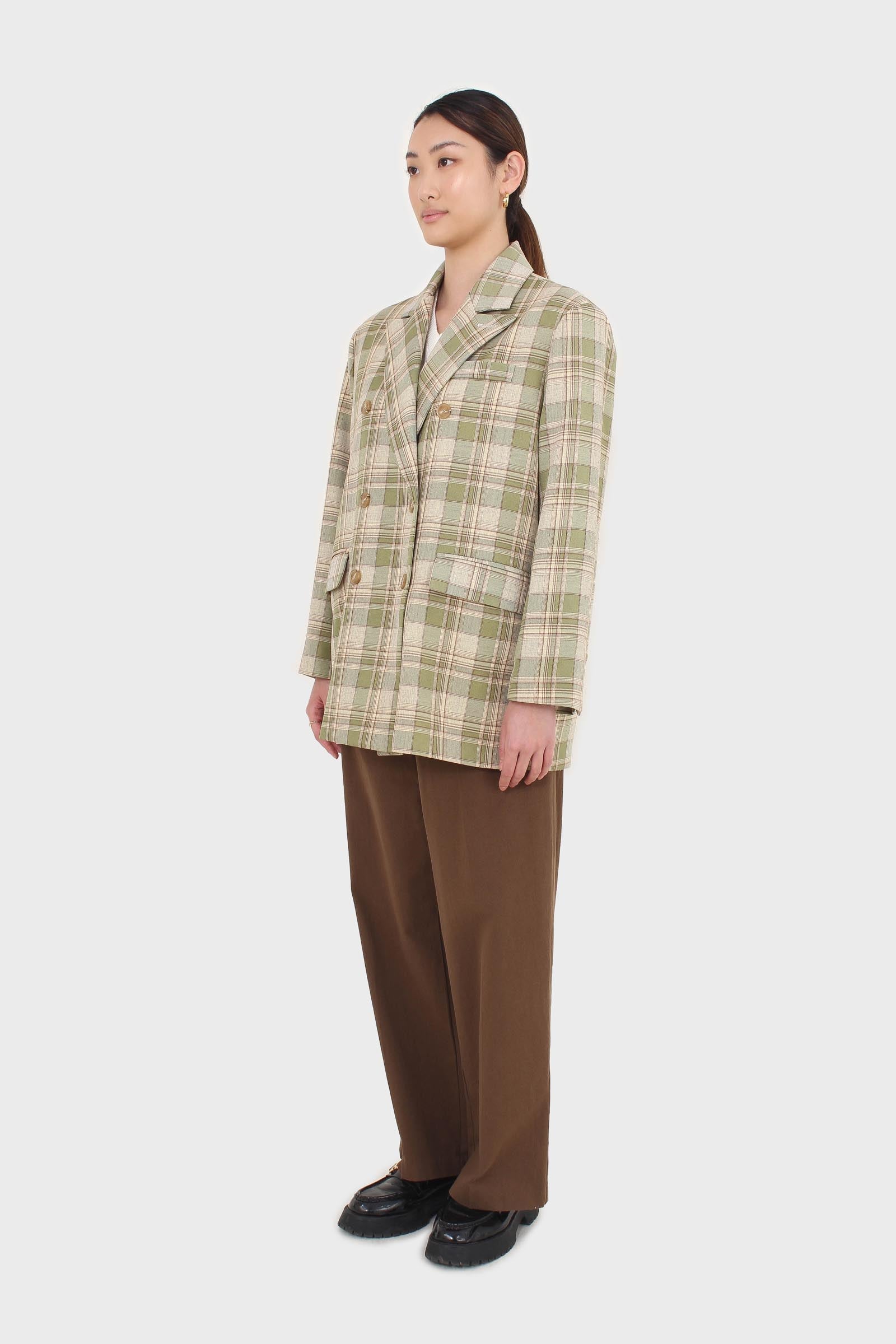 Brown two button waist wide leg trousers
