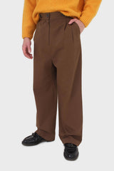 Brown two button waist wide leg trousers