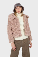 Pale pink poodle fur jacket
