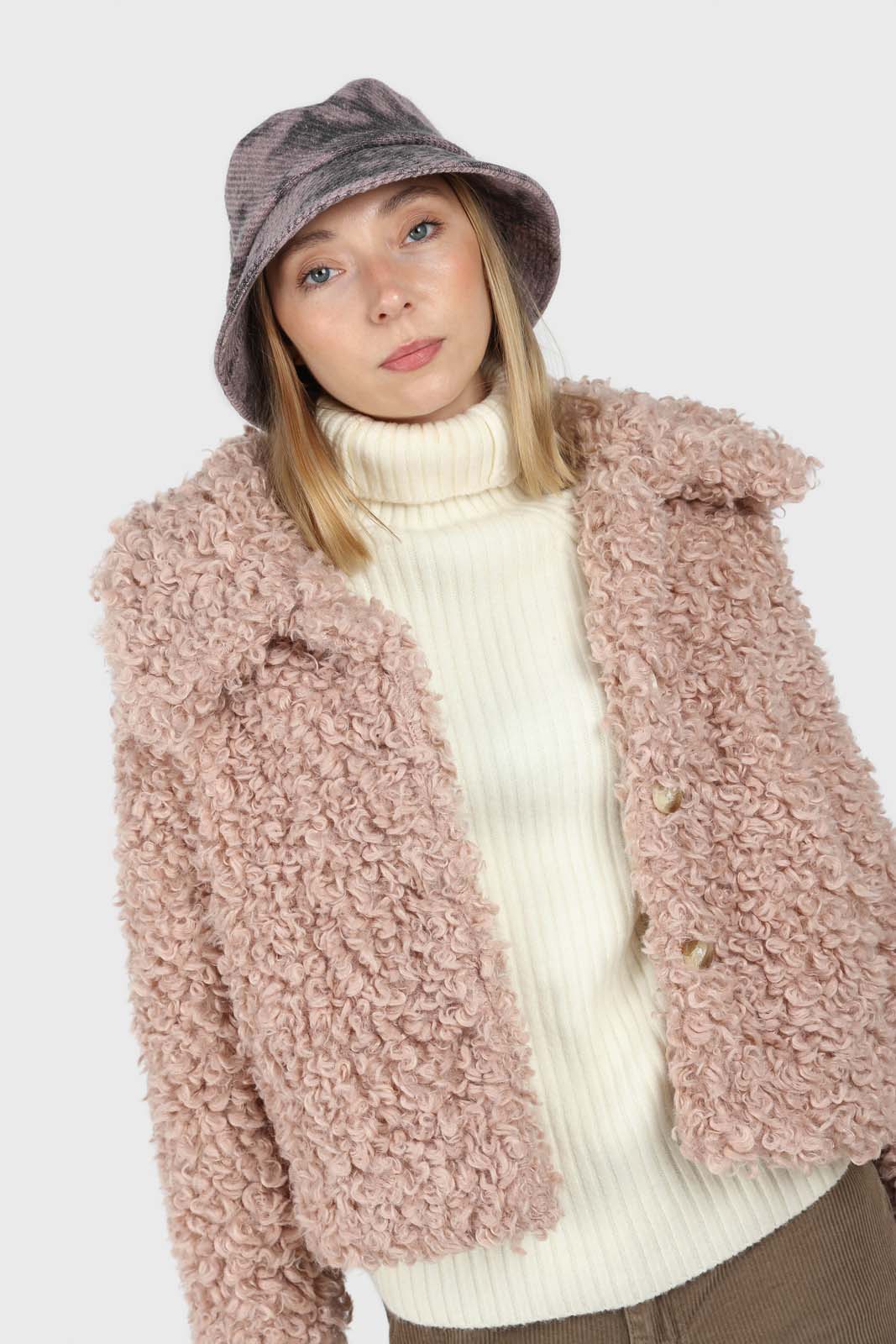 Pale pink poodle fur jacket