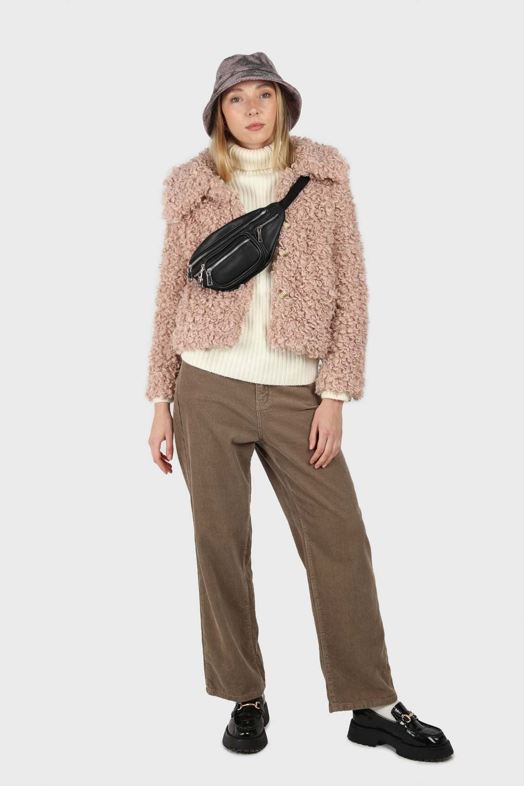 Pale pink poodle fur jacket