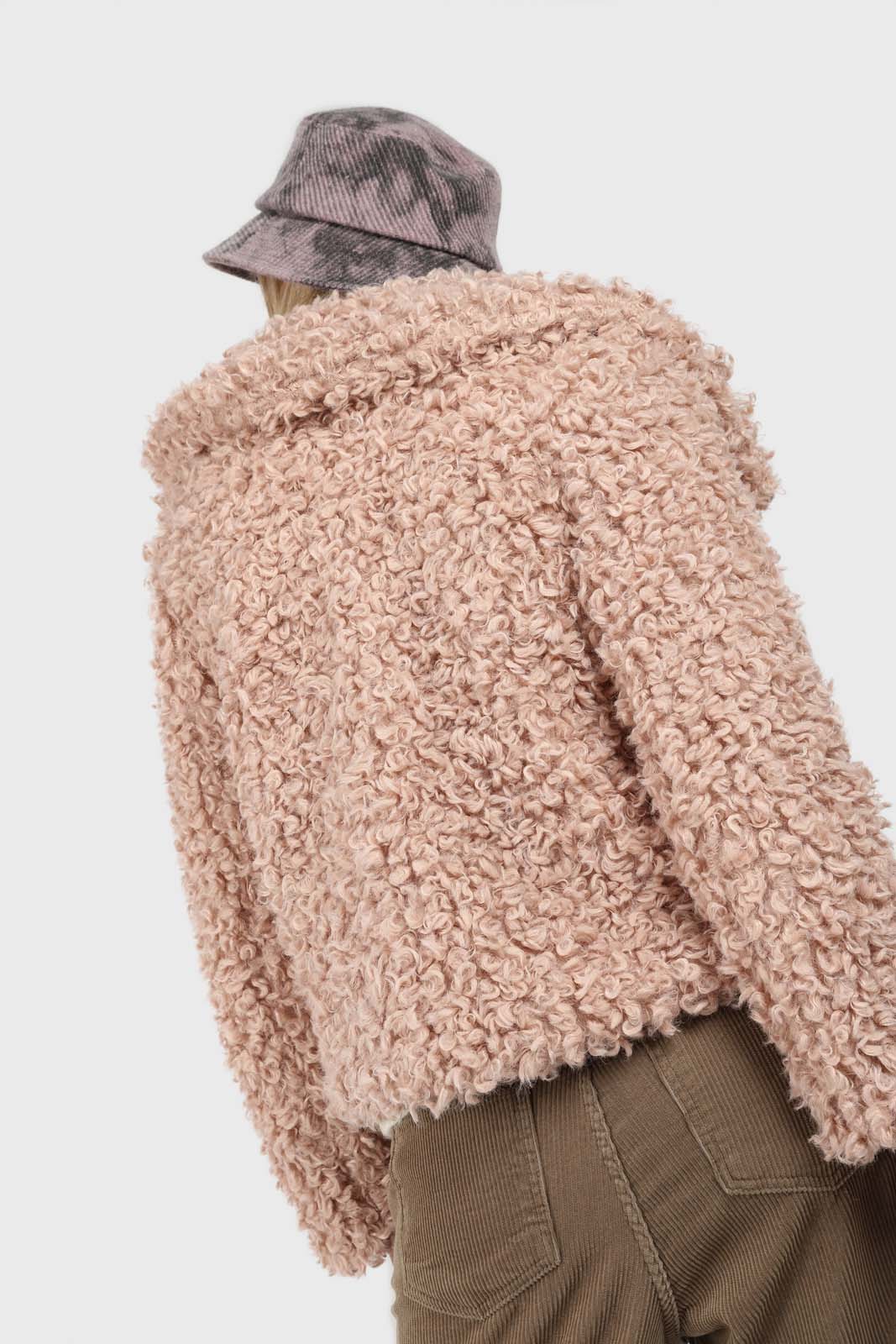 Pale pink poodle fur jacket