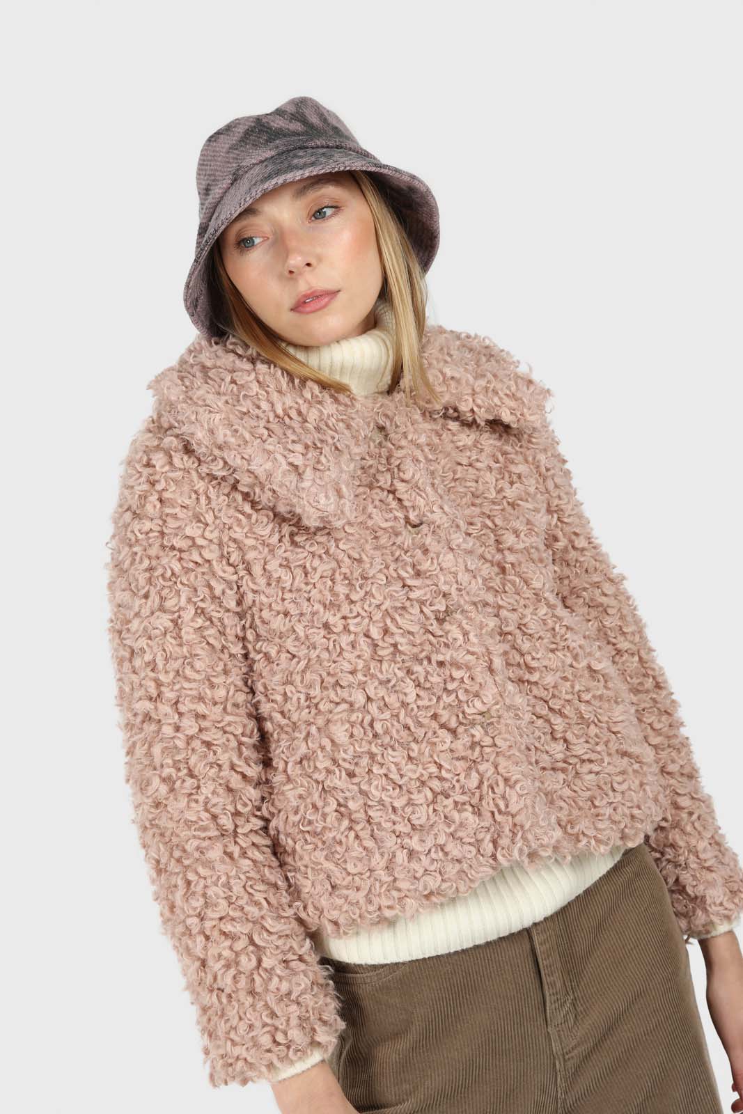 Pale pink poodle fur jacket