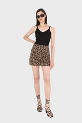Brown leopard fleece mini skirt