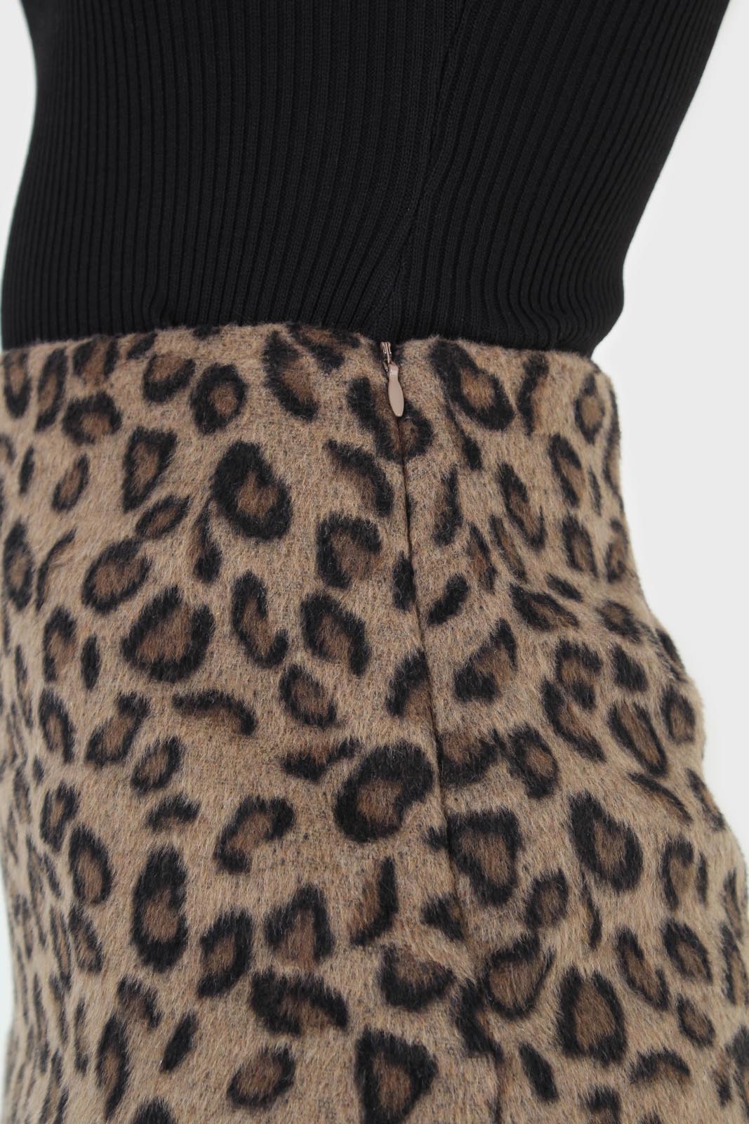 Brown leopard fleece mini skirt